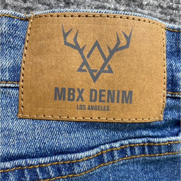 MBX Denim Jeans Mens W34 L30 Classic Fit Slim Straight Leg Distressed Whiskers - Picture 11 of 15